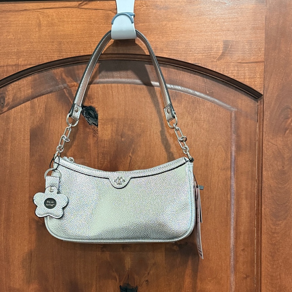 Silver non- Leather Shoulder Bag